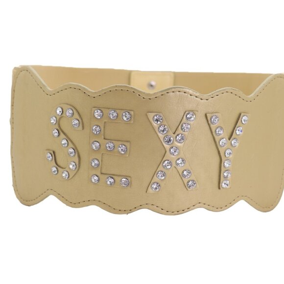 New Women Gold Elastic Waistband Wide Fashion Belt Silver SEXY Dressy Look S M - Picture 4 of 17